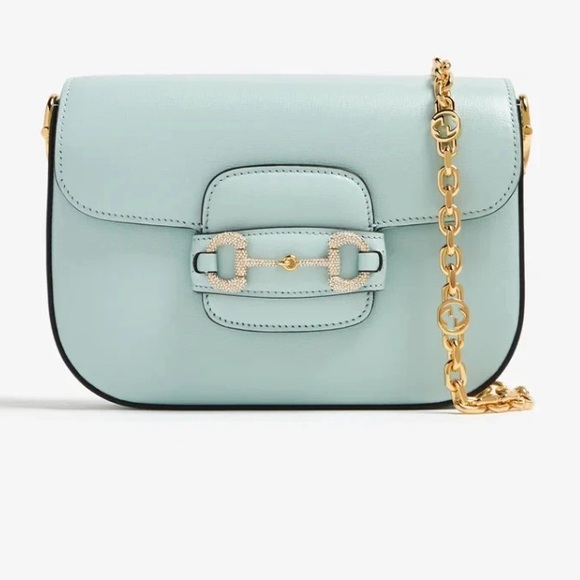 GUCCI Azalea Calfskin Crystal GG Monogram Mini Horsebit 1955 Bag - Picture 8 of 9